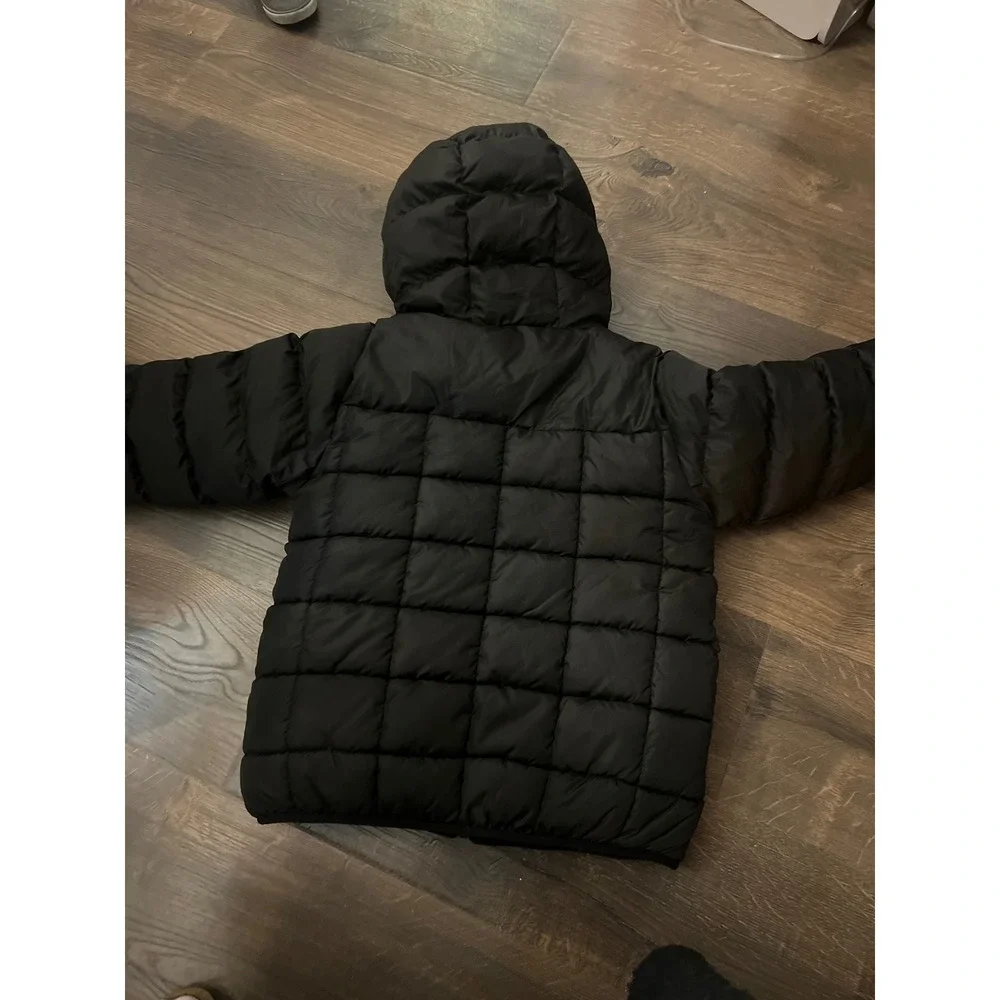 Reebok Kids Puffer Jacket Black Quilted‎ Fleece Lined Hooded Winter Coat size 8